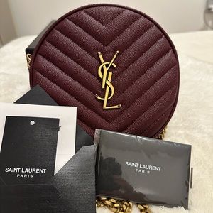 YSL round vinyle camera bag